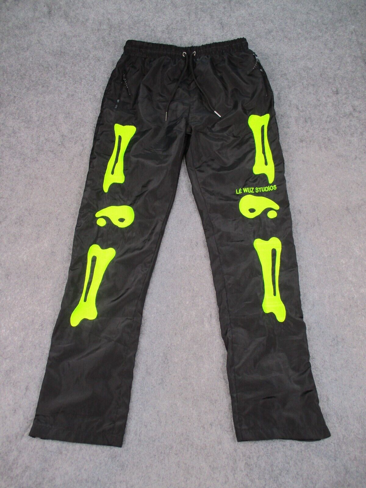Le Wuz Studios Pants Mens XL Black Green Windbreaker Bone Streetwear Yin Yang Le Wuz Studios Pants Mens XL Black Green Windbreaker Bone Streetwear Yin Yang
