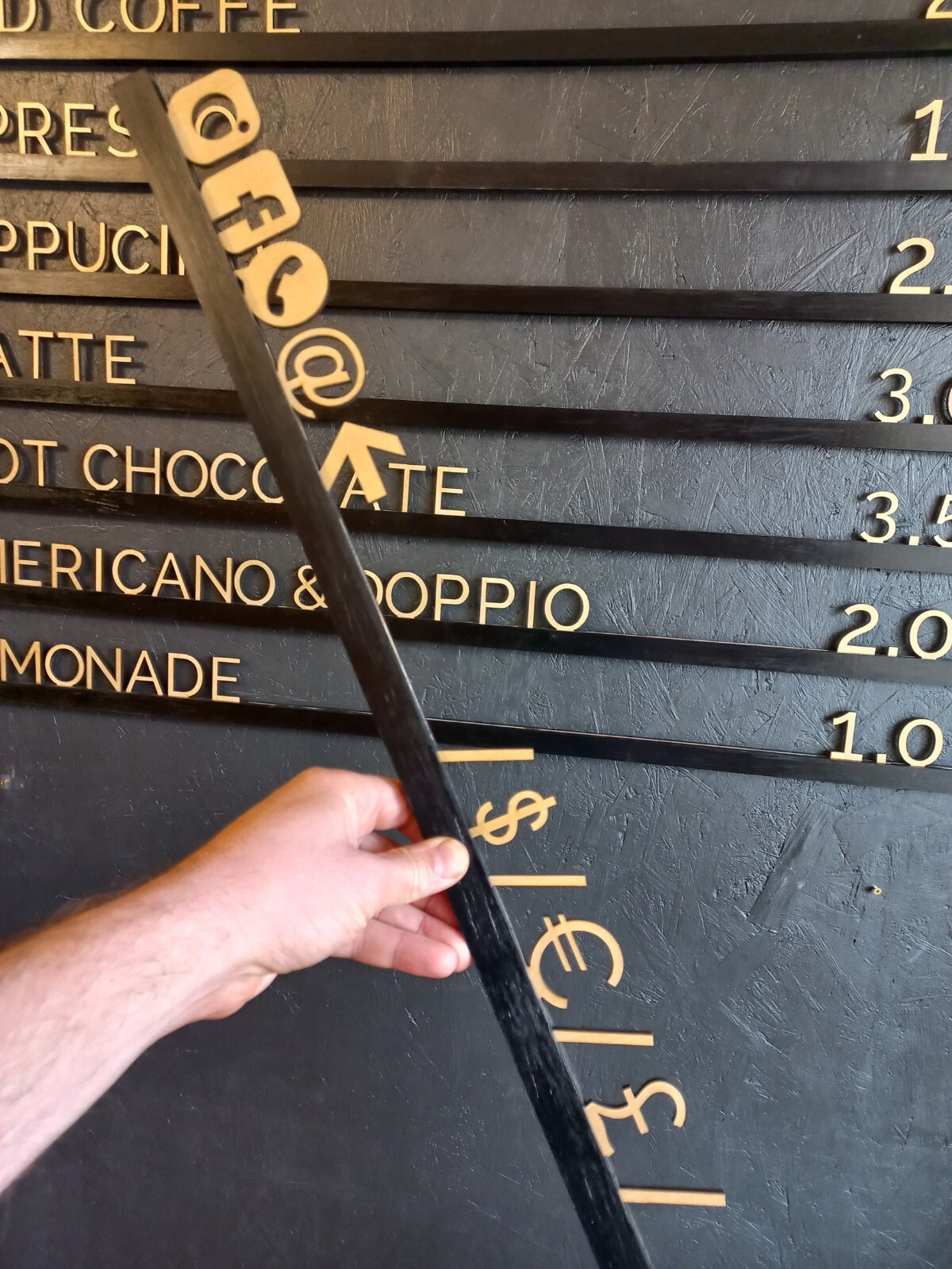 Light Wooden Letter & Black Wooden Rails Menu Board, Changeable Letter Board