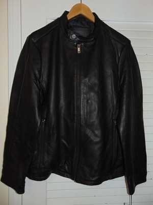 $ 700 NEW ! Men's UGG Moto Racer  Black Leather Jacket LARGE