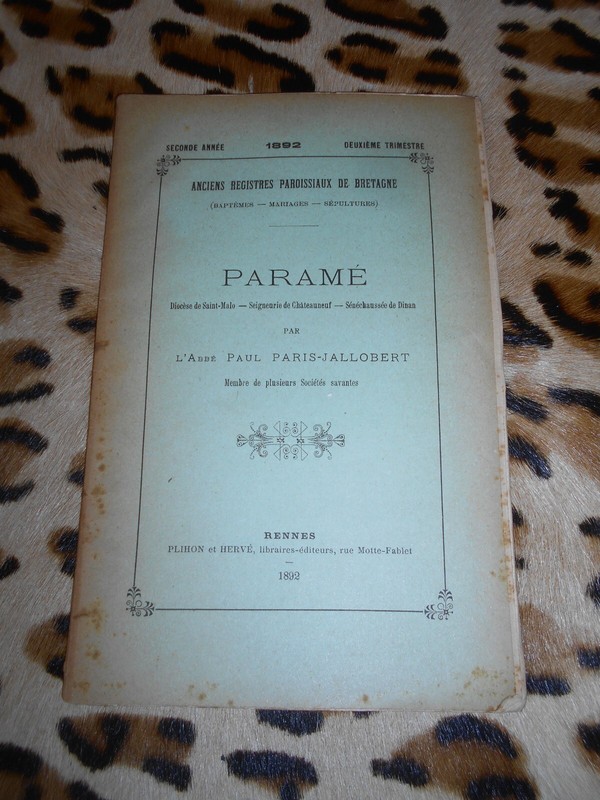 Paris-Jallobert	Anciens Registres Paroissiaux De Bretagne. ParamÃ©, 1892