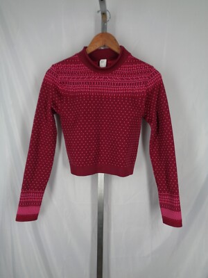 Fabletics Fair Isle Holly Seamless Long Sleeve Crop Top Size Large New