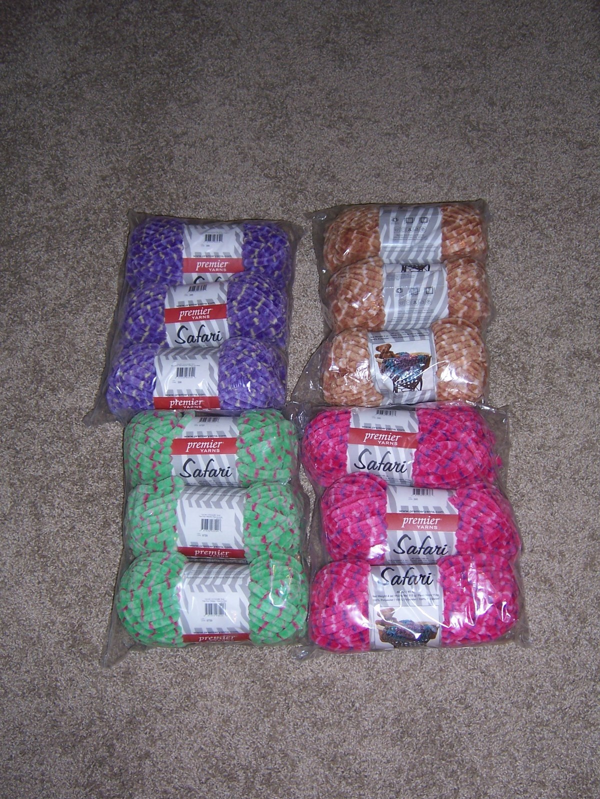 LOT OF 3 PREMIER SAFARI YARN - AVAILABLE IN 4 COLORS