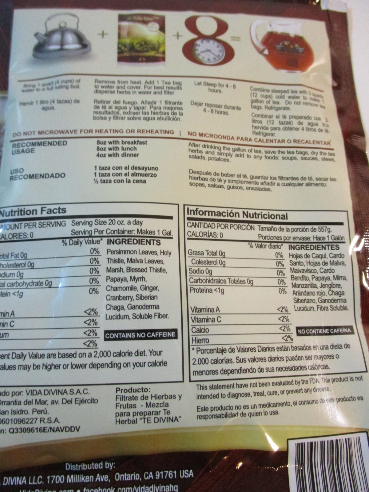 TE-DIVINA 100% The ORIGINAL DETOX TEA Te Divina 18 Packs 18 weeks supply12/2020