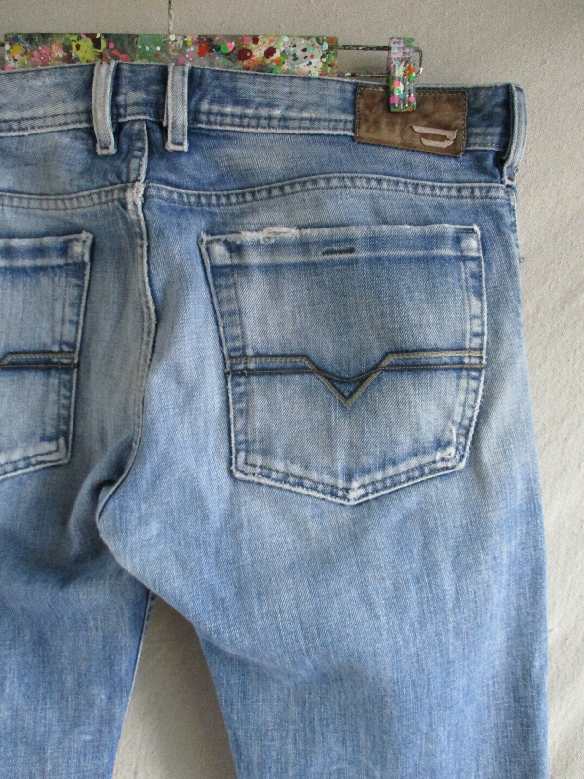 Diesel Zathan Italy 0071J authentic distressed destroyed bootcut jeans 33 34