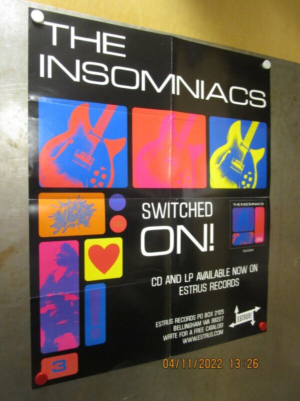 THE INSOMNIACS Switched On! Promo Poster New! Unused! Estrus Records 2004 Garage