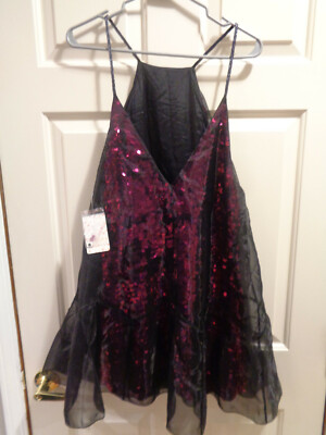 FREE PEOPLE PURPLE SEQUIN GHOST PARTY MINI DRESS SIZE 10 NEW