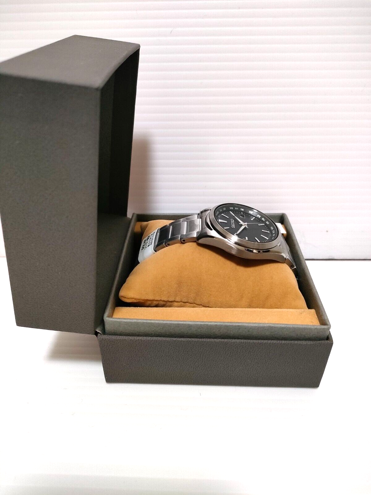 Pre-owned Seiko Selection Sbtm291 Titanium Solar Atomic Radio Men Watch Black Silver Gift