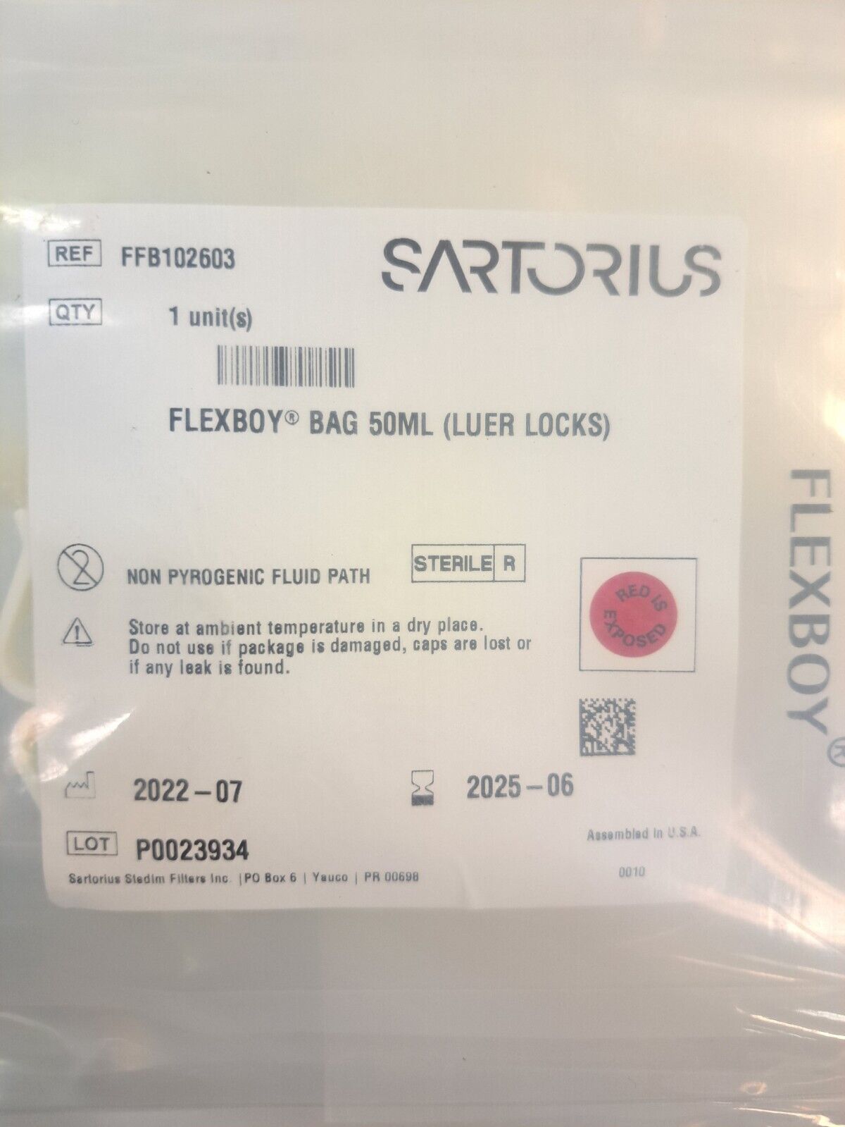 Sartorius Stedim FFB102603 Flexboy 50 mL- Luer Locks | eBay Sartorius Stedim FFB102603 Flexboy 50 mL- Luer Locks | eBay