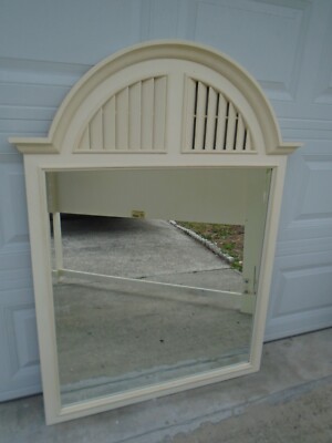 Arched Mirror Stanley Louver Shutter Nautical Regency Coastal Cottage White Glam