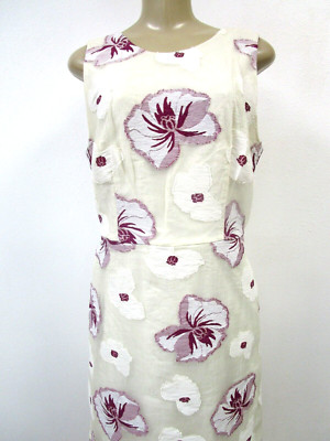 ANN TAYLOR IVORY & MULTI-COLOR FLORAL DESIGN SLEEVELESS DRESS SIZE 8