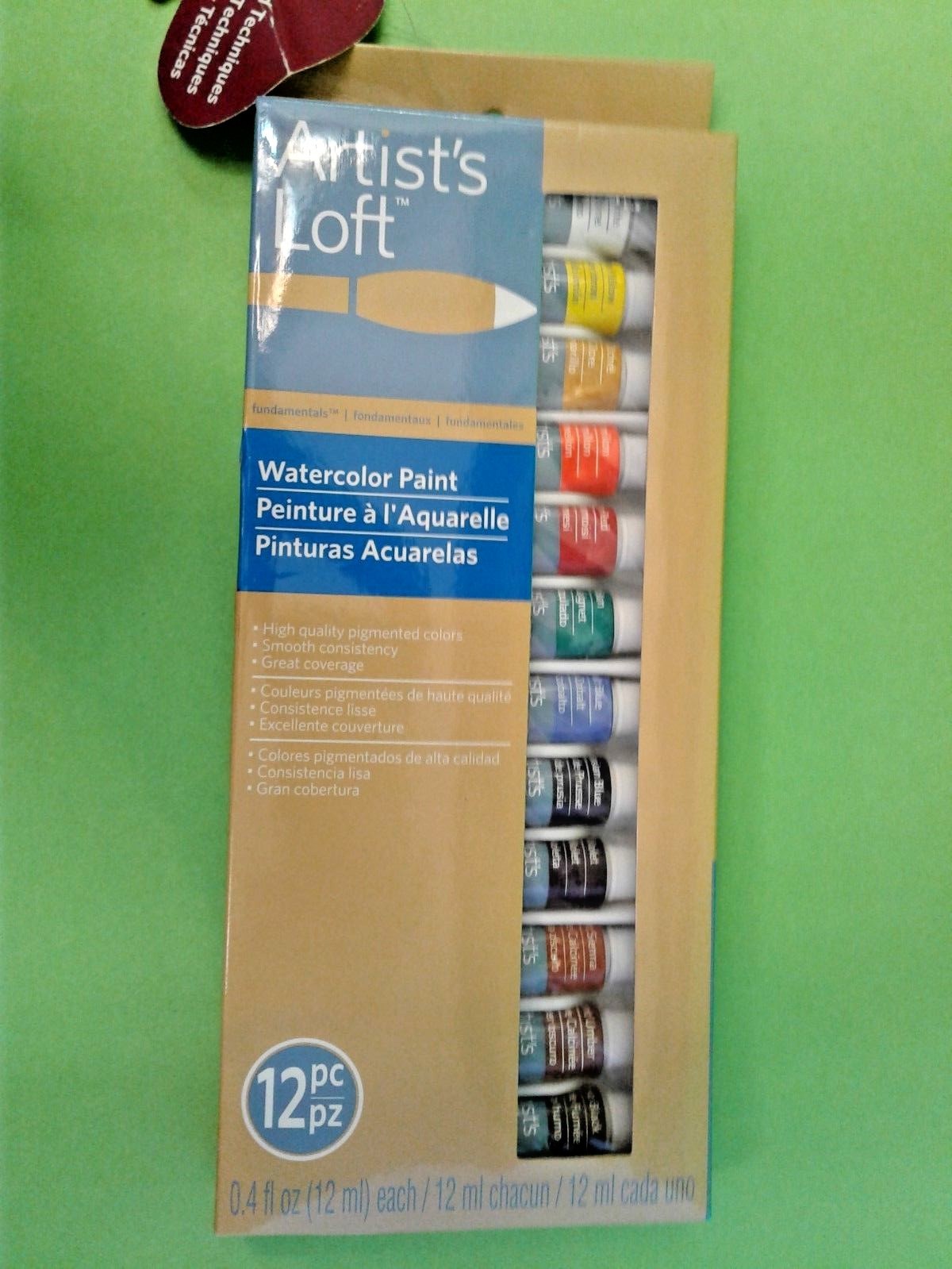 Artist's Loft Fundamentals Watercolor Paint Set 12 Pigmented Colors 12ML tubes