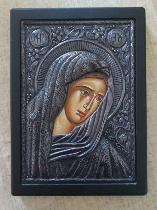 The Holy Virgin Mary Greek Orthodox Byzantine Icon Silver 950!!!