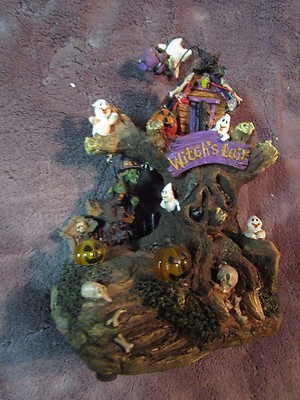 Halloween LED Village, Ghost & Witch Rotate Around A Lit Village 2009