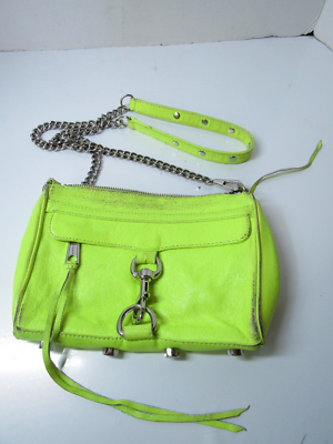 Rebecca Minkoff Acid Neon Yellow Mini Mac Crossbody Leather Handbag 9