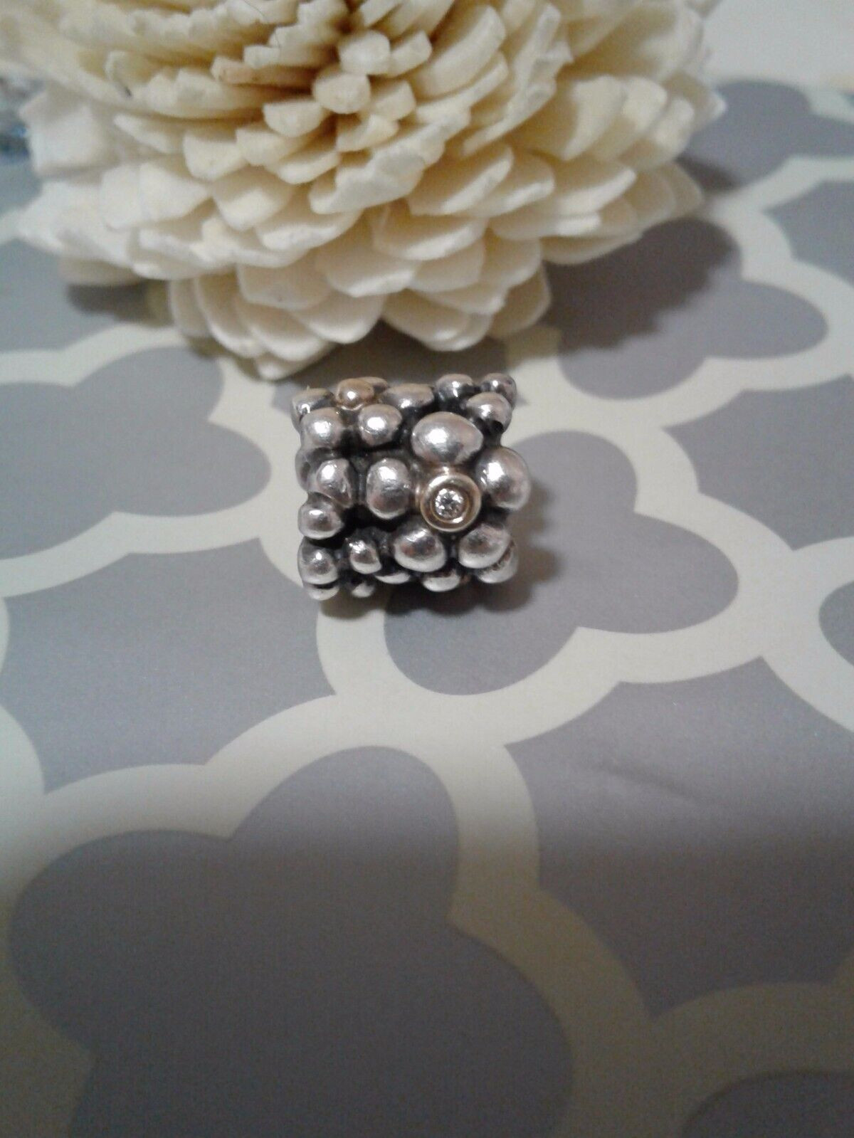 Pandora Authentic Silver 14k Gold Diamond Daisy Flower Charm