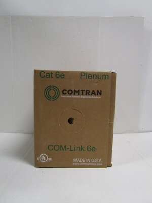 COMTRAN CAT6E 38601 PLENUM WHITE 1000' CMP 4Pr 23 AWG Solid 550MHz NEW FREE SHIP