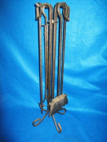 WROUGHT IRON FIREPLACE TOOLS W/ HOLDER