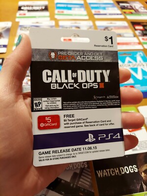 PS4 Call of Duty Black Ops III Pre Order Target Collectible Reservation Card