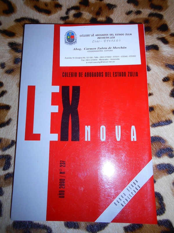 Revista Lex Nova, Colegio De Abogados Del Estado Zulia. NÂ° 237, 2000. Venezuela