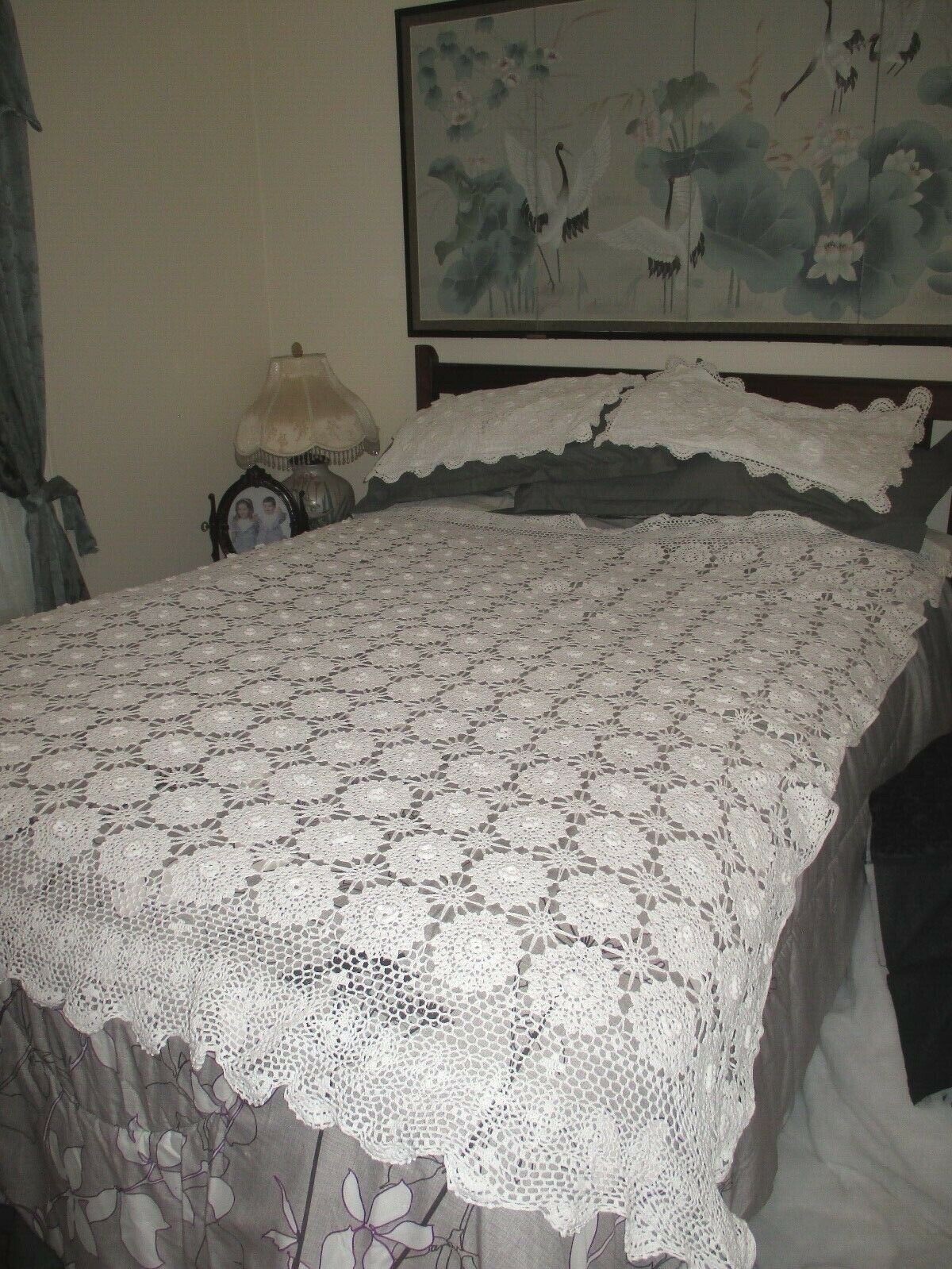 vintage crochet bed topper coverlet 84