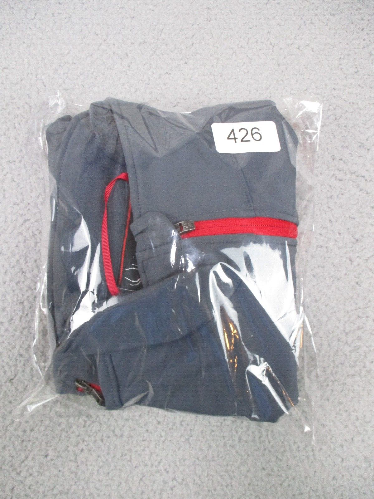 Spyder Mens Jacket Gray Red Large Softshell Full Zip Mock Neck Active RN#130323