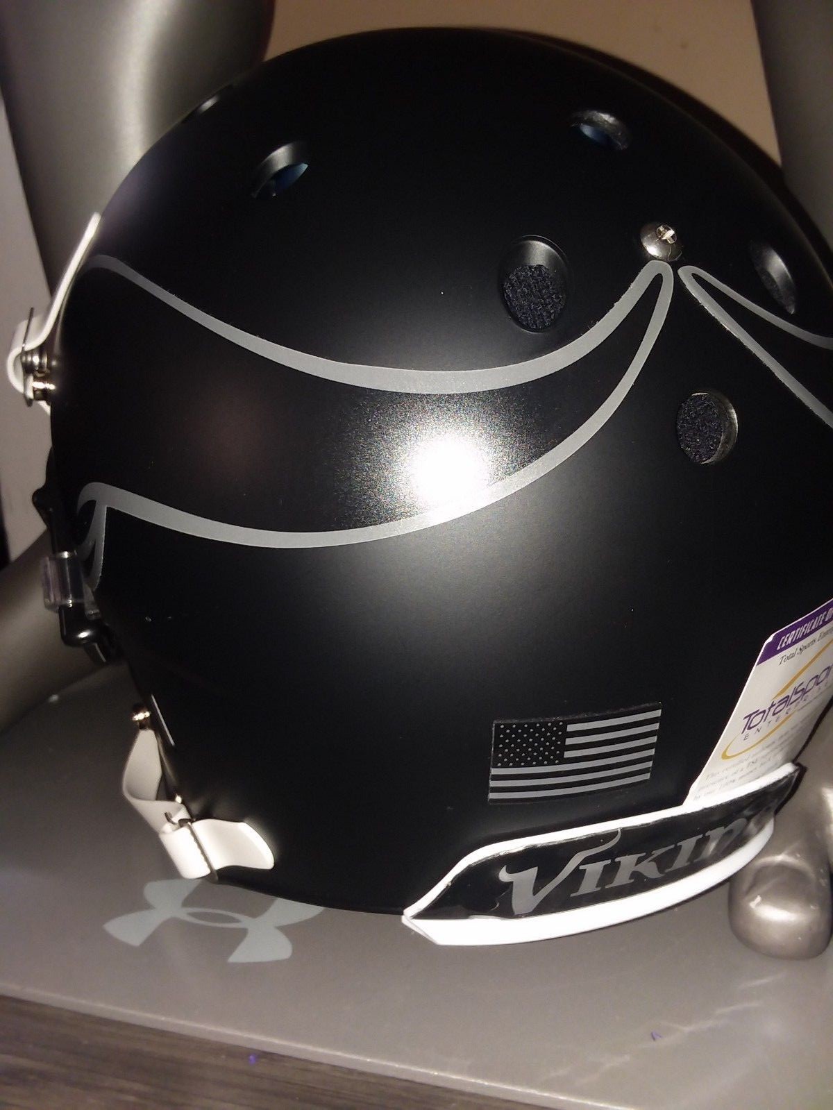 Minnesota Vikings Black Out Ice Football Helmet Decals Full size + Flag