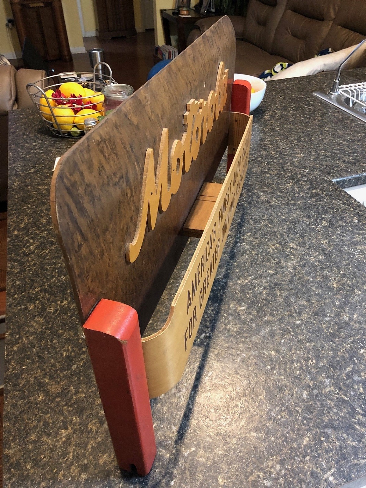 Very Rare Antique 1930's Motorola Collectible Car Radio Advertising Sign Wooden