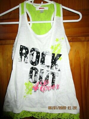 BONGO white and light green tank top with lace size L 10/12 ( girls) NEW