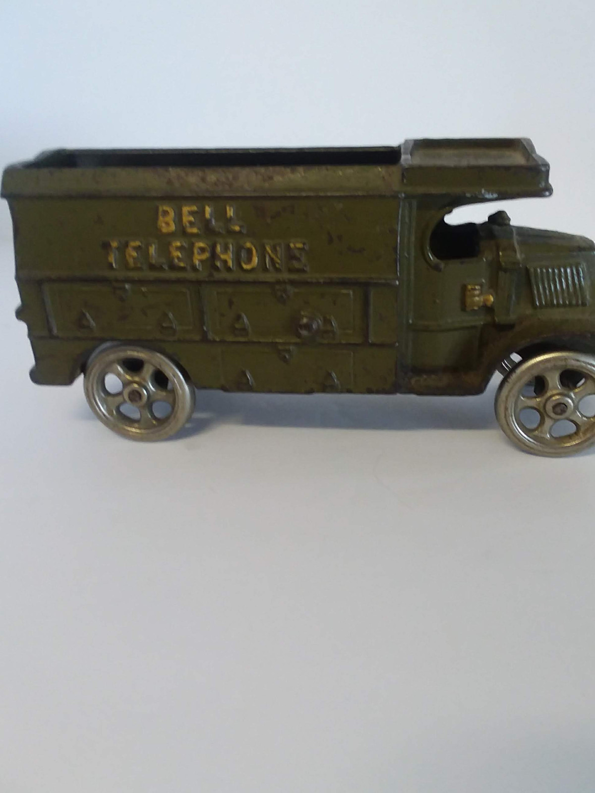 VINTAGE ANTIQUE CAST IRON BELL TELEPHONE TRUCK ORIGINAL GREAT SHAPE