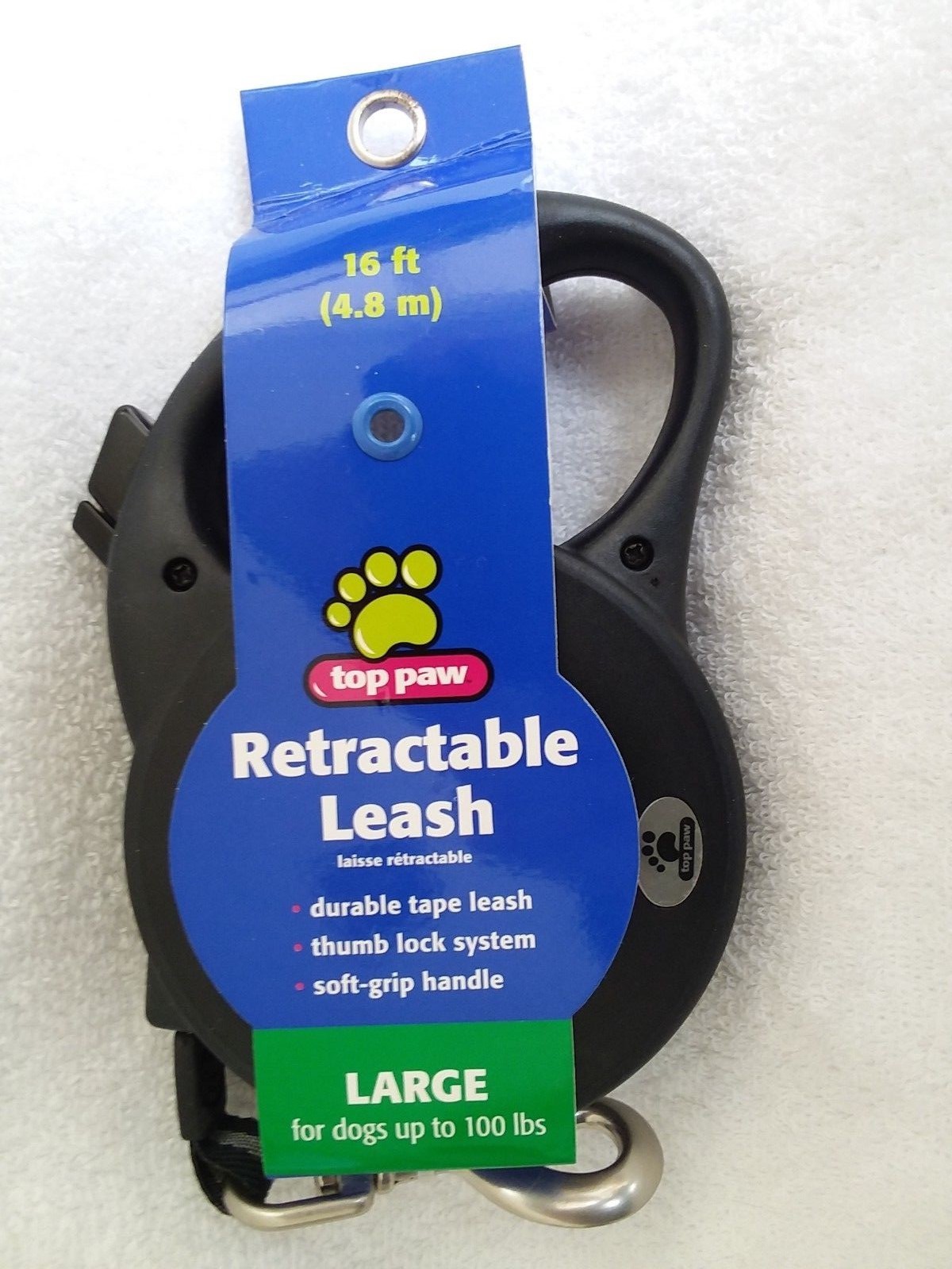 Top Paw 16 Ft Retractable Black Dog Leash Size Large