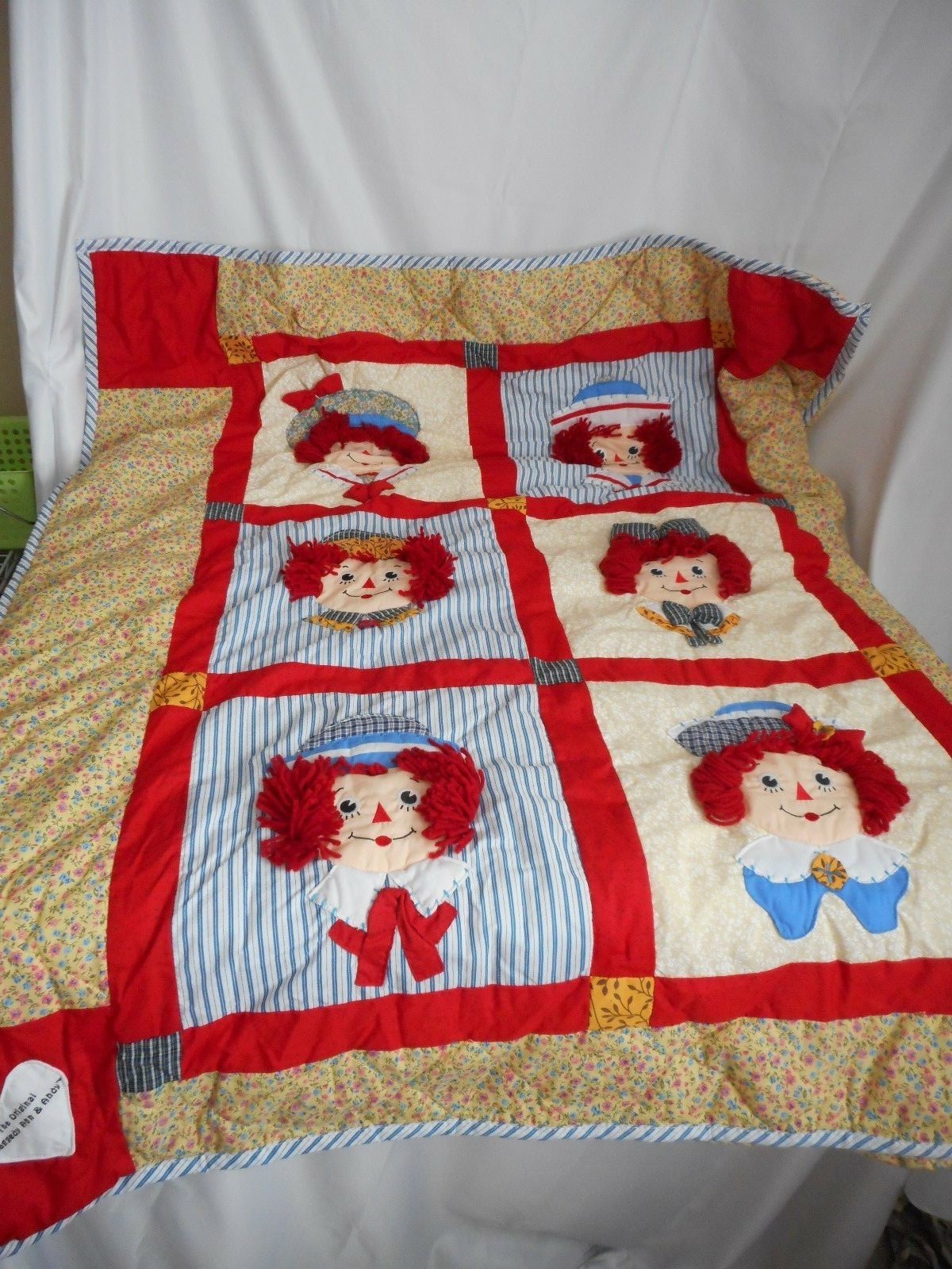 Raggedy Ann and Andy 3D Comforter Quilt Crib Blanket by Applause 3 pc Set