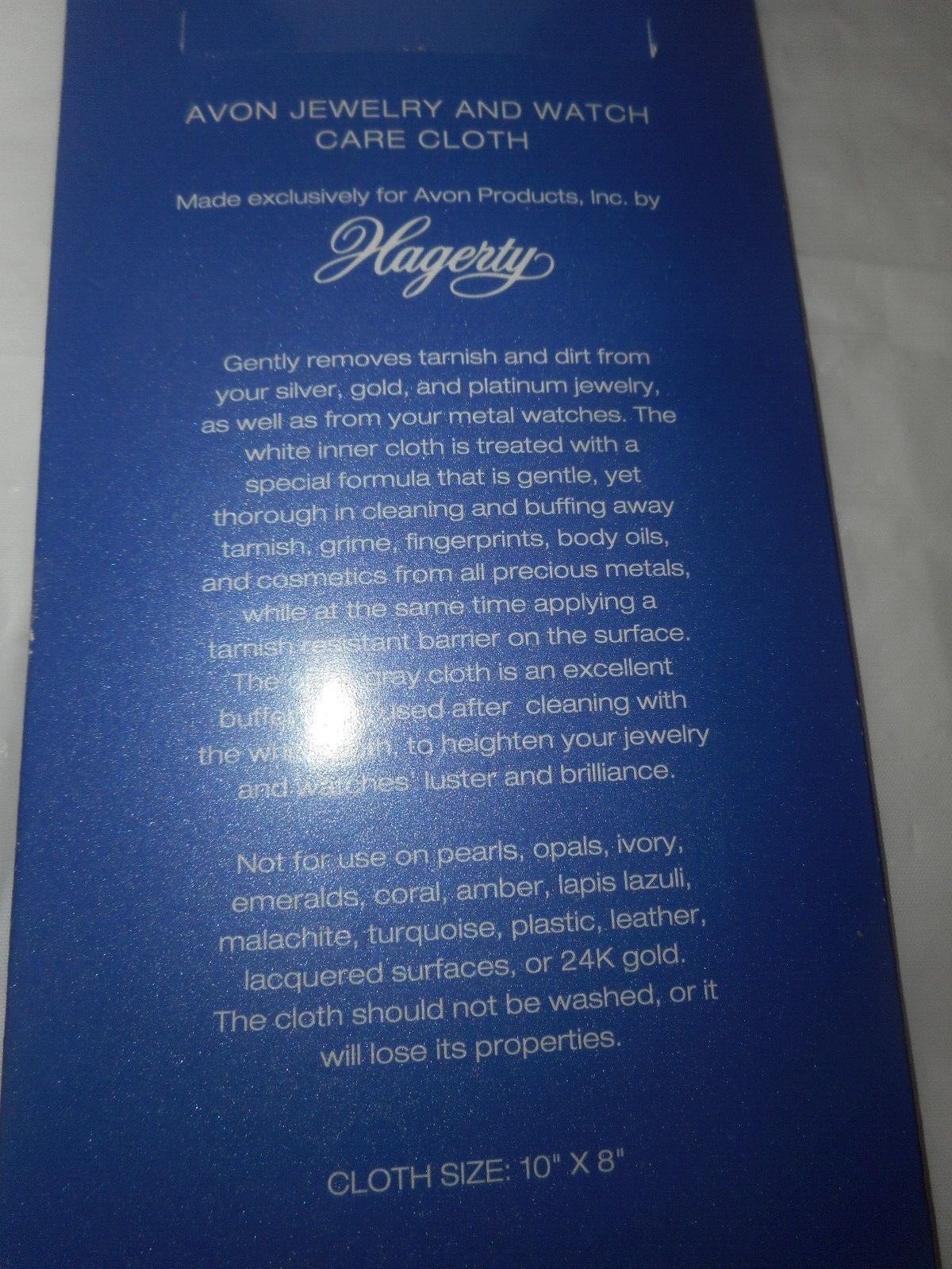 Avon Exclusive Hagerty Jewelry & Watch Care Cloth Binded Original Box 10x8
