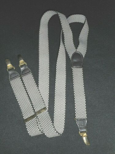 Elastic Suspenders Clip-on Gray B/W Leather Fittings CAS Germany USA