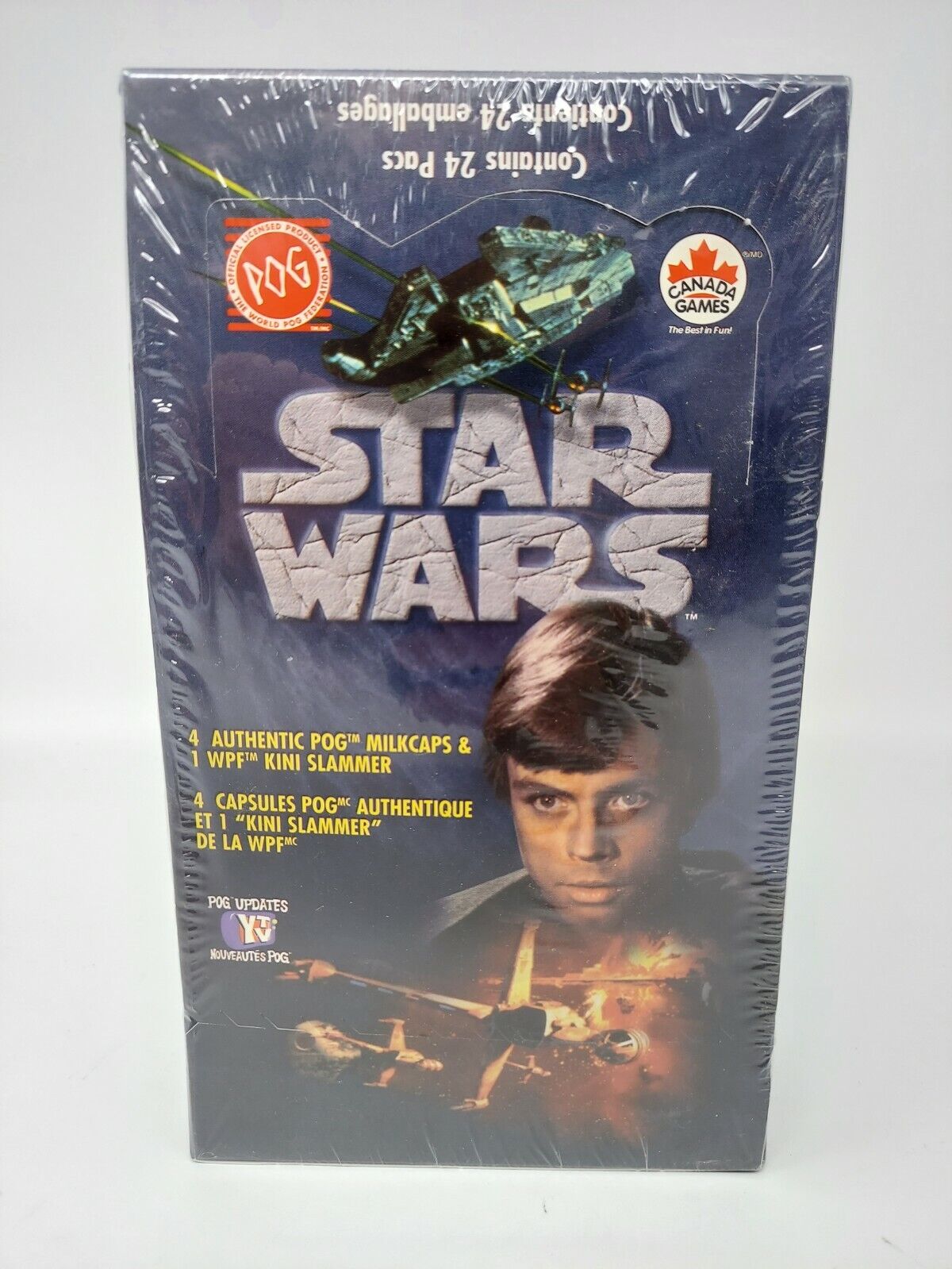 Rare Star Wars 1995 Canada Games Pogs Full Box (24 Packs) - Factory Sealed