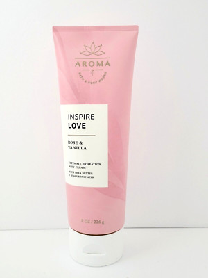 Bath & Body Works Rose & Vanilla Inspire Love Aromatherapy Body Cream 8 oz New