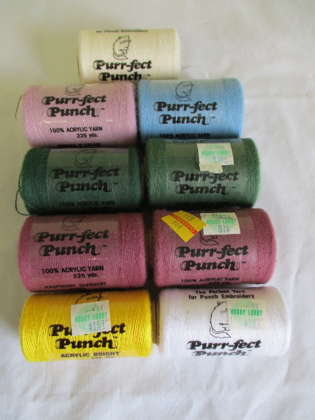 Purr-fect Punch Acrylic Embroidery Yarn - 9 NWT Packages - 225 yards each