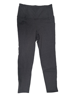 MTA Sport Womens Active Bottom Legging Charcoal Gray Rear Zip Pocket Size XL