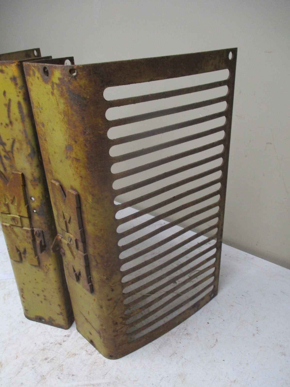 Pair Minneapolis Moline Tractor Grill Panels with cast iron MM Emblems Lot C