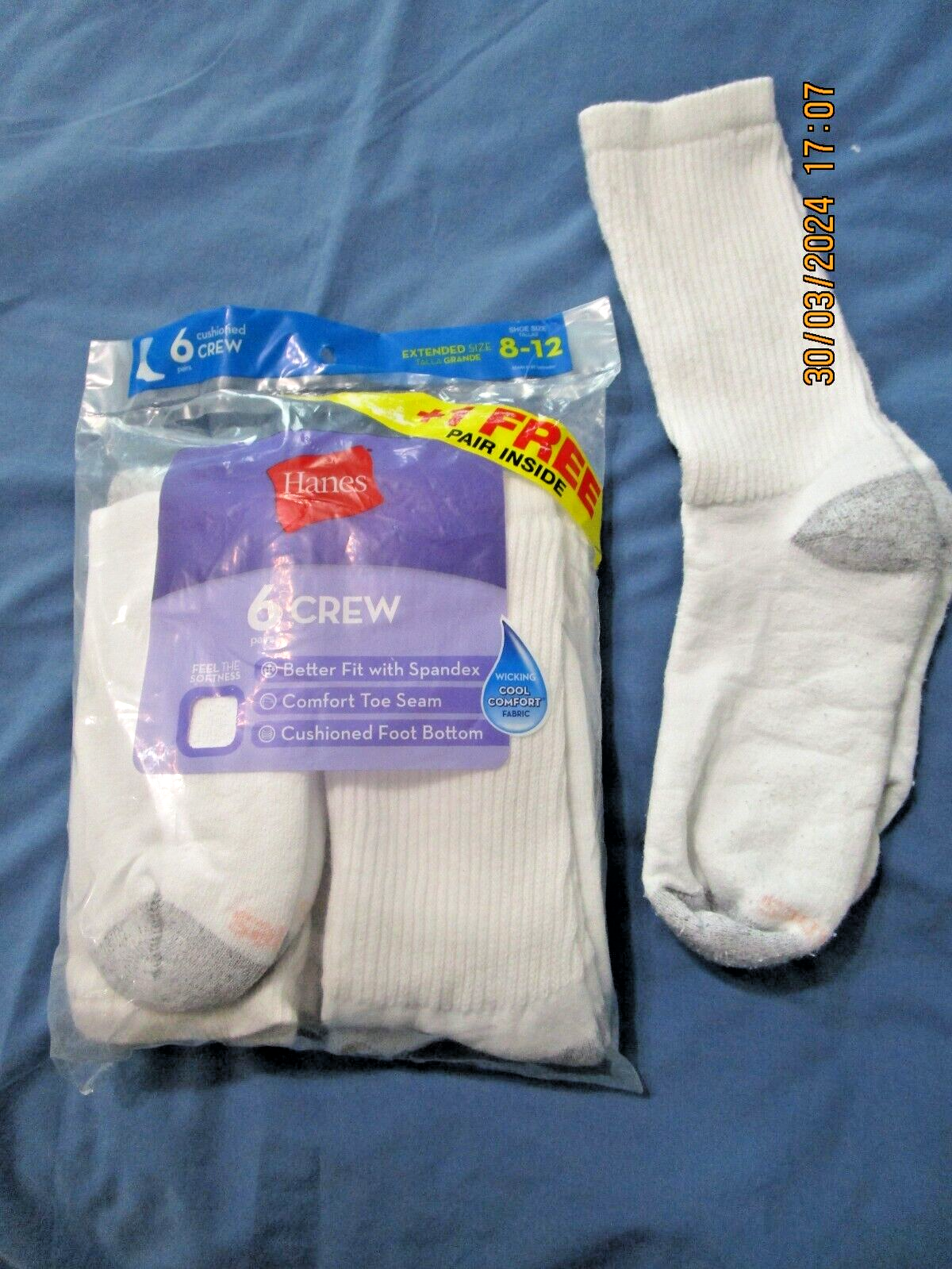 White 7 Pairs Extended Size 8-12 Open Package