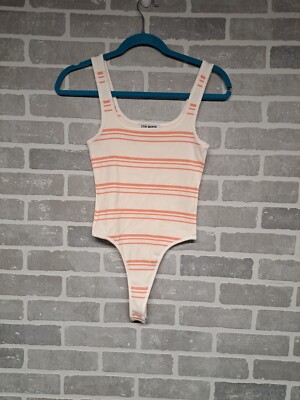 Steve Maden Womens Ribbed Striped Bodysuit SquareNeck Size XSmall NWOT