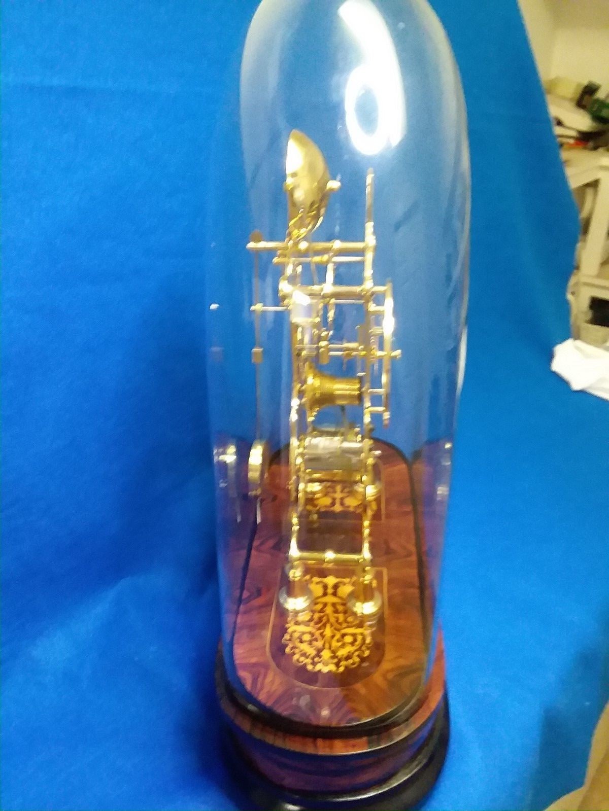 Skeleton Clock with Dome, Rosewood Base, gold plated