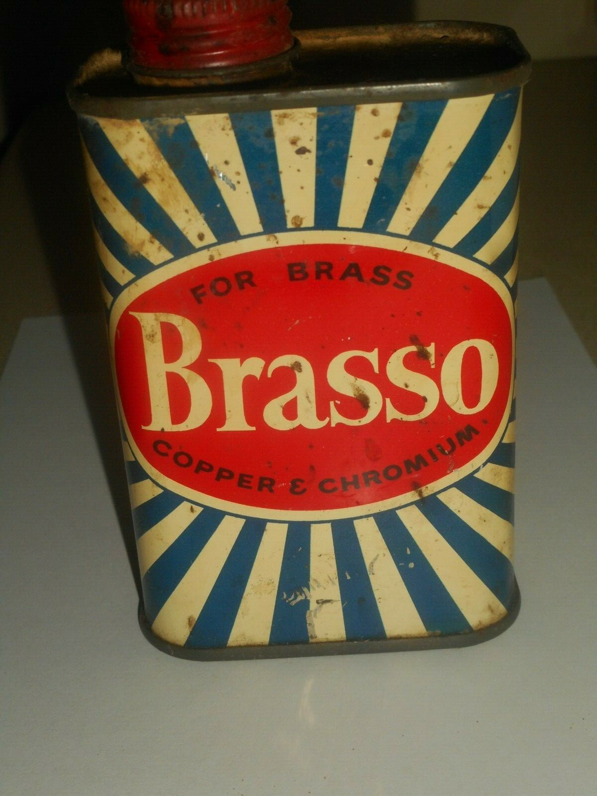 Old BRASSO Metal Polish Tin Can 7.5 oz. REGISTERED LABEL
