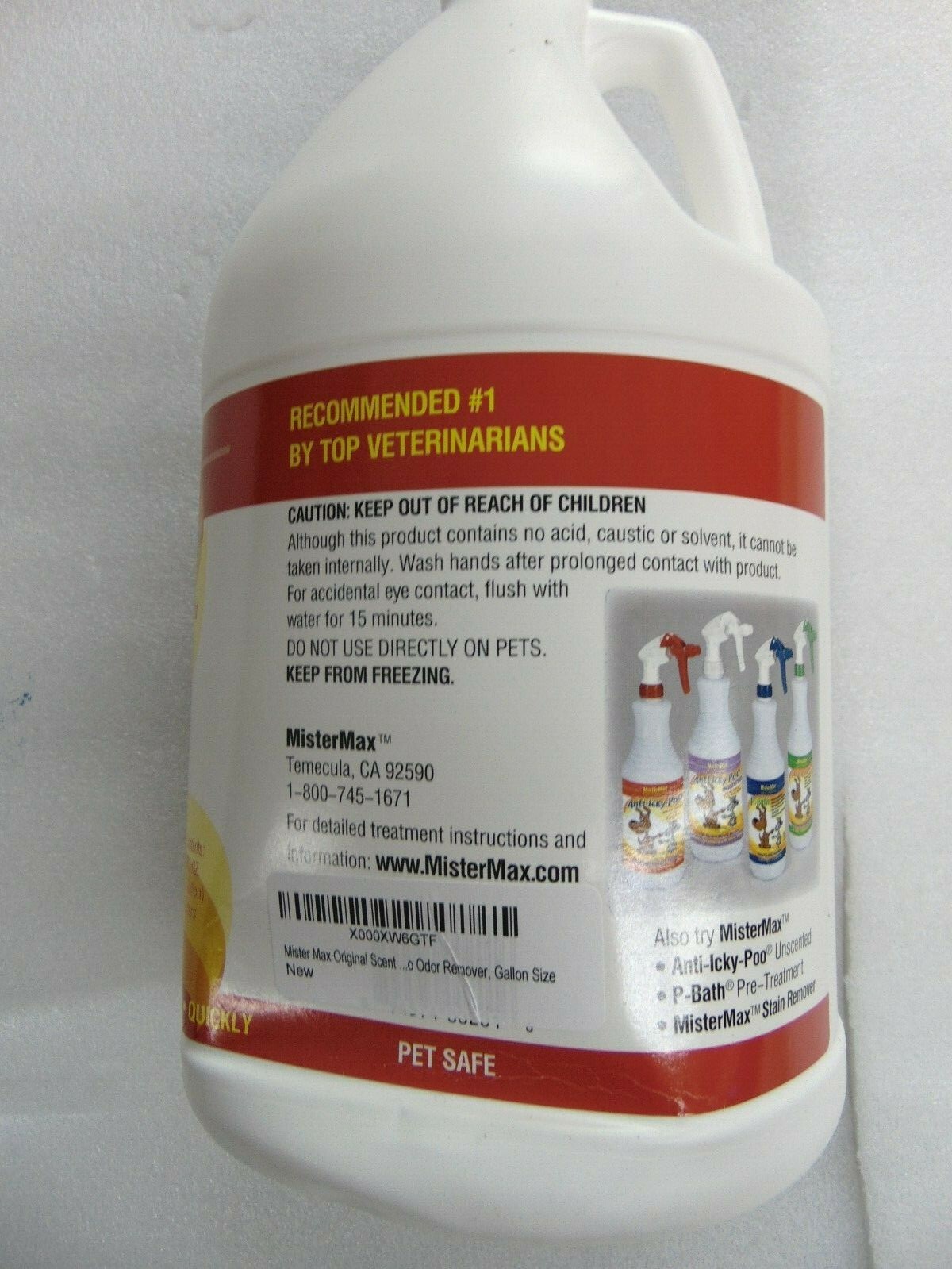 MisterMax Anti-Icky-Poo Unscented Pet Dog Cat Odor Remover 1 Gallon Cleaner