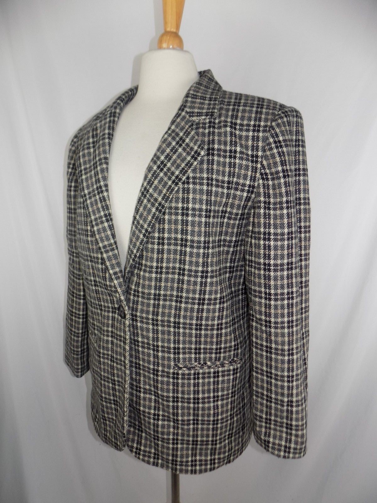 ジャケット・アウター JACKET SAG HARBOR Sag Harbor Women's Jacket Blazer Sz 10 Black & Tan Plaid | eBay