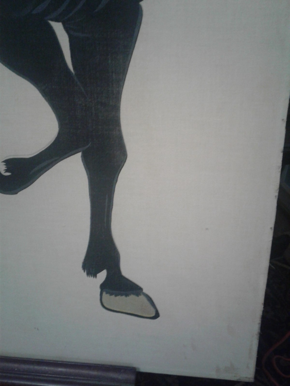 Antique Chinese painting on cloth of horse  HONG WHA