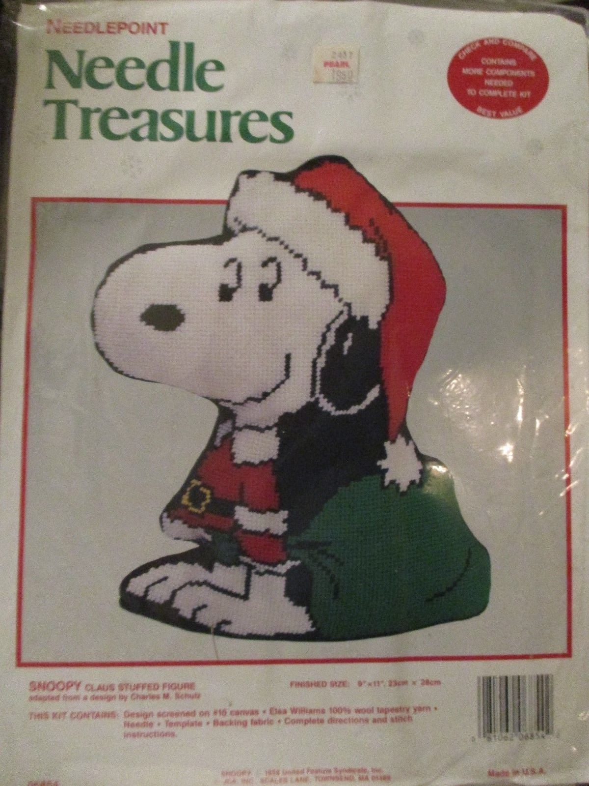 Needle Treasures Snoopy Claus Peanuts Needlepoint Figure Doll Kit 06854 JCA Xmas