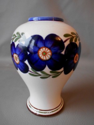 VASE VINTAGE COPENHAGEN DENMARK A DECOR DE FLEURS DESIGN SCANDINAVE H. 17.5CM