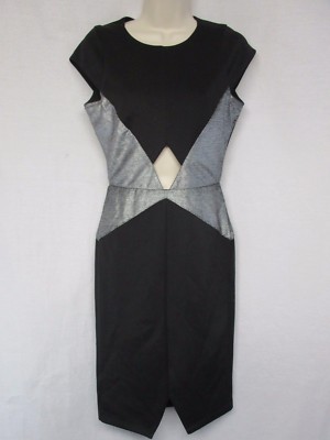 Zed Alliance ''Serena'' Metal and Onyx Neoprene Black Cap Slv Dress Size 1   A-16