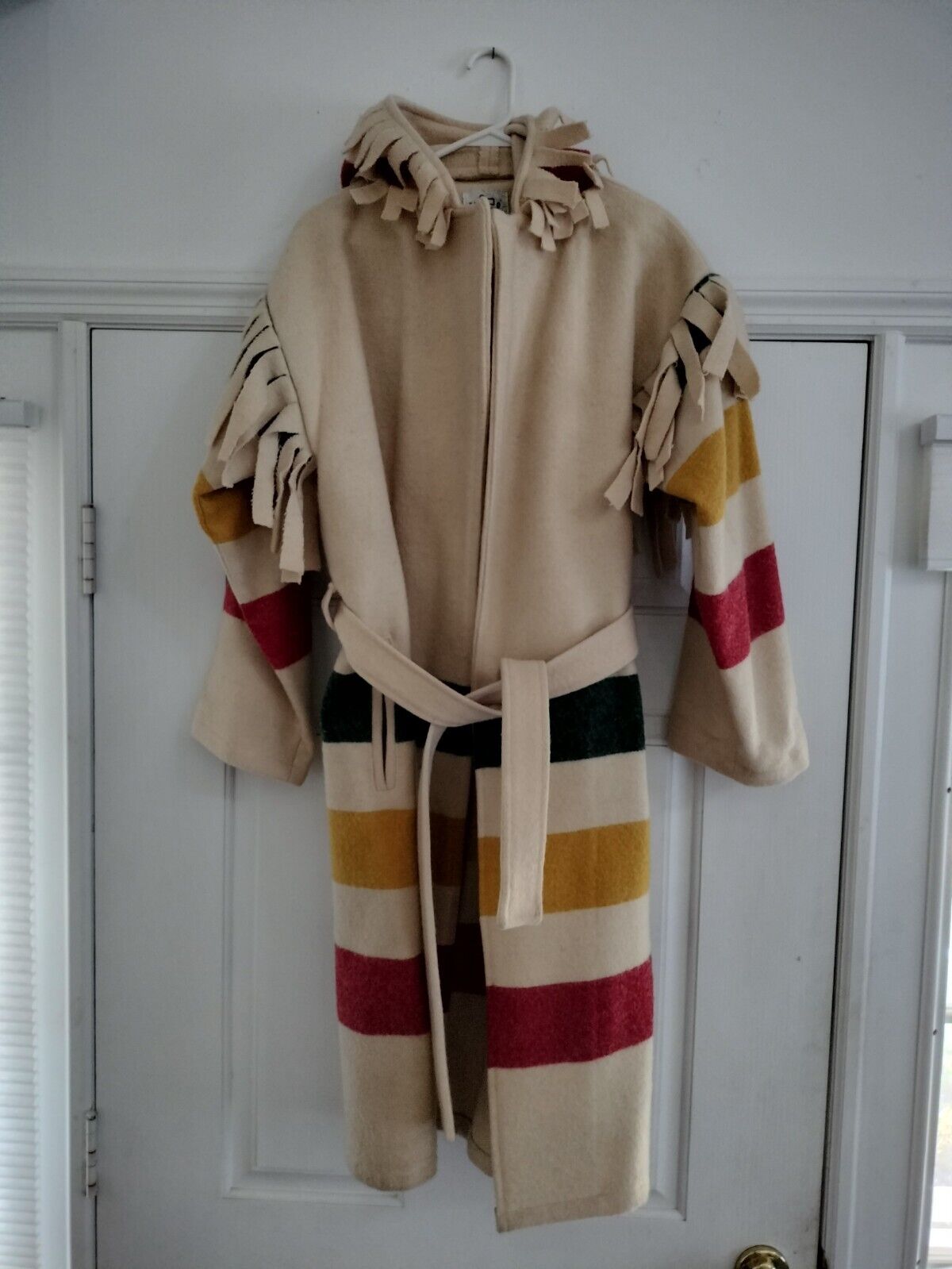 Vintage WOOLRICH HUDSON BAY Stripe Capote Fringe BLANKET Vintage WOOLRICH HUDSON BAY Stripe Capote Fringe BLANKET