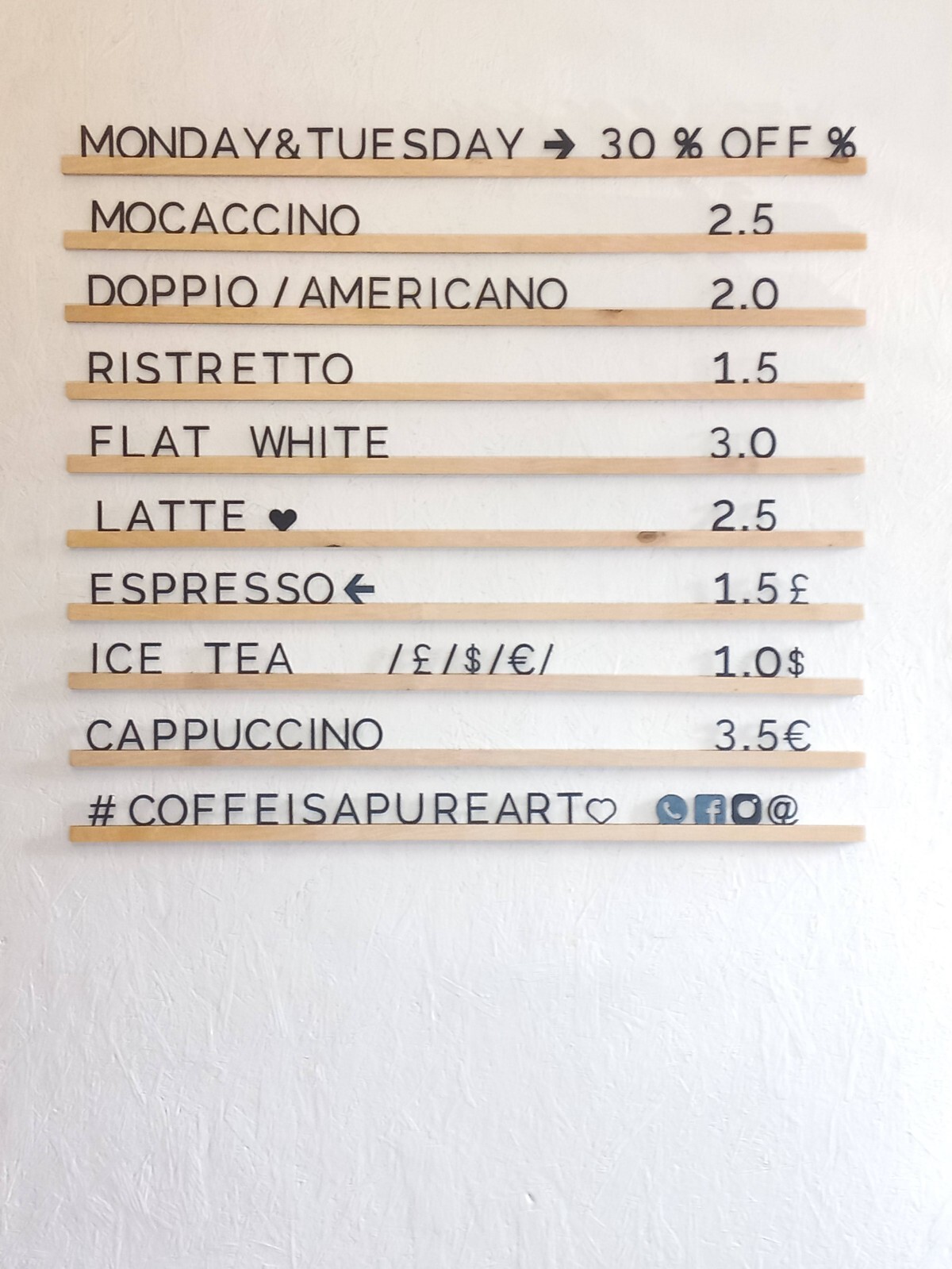 Black Wooden Letter & Light Wooden Rails Menu Board, Changeable Letter Board